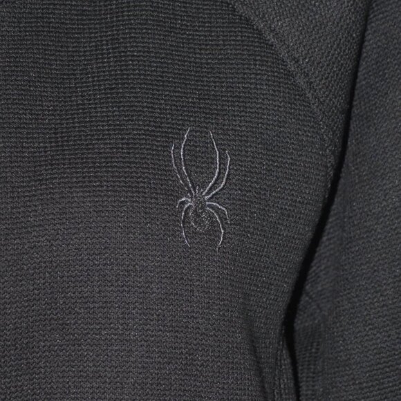 Full Zip Fleece Jacket EUC Spyder Mens Large Black Coat 4 Pockets Waffle Print - Picture 3 of 6